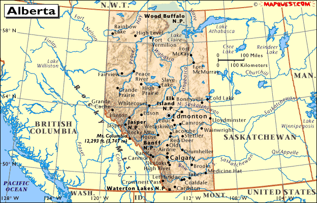 Map of Alberta Canada