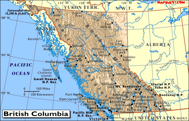Map Of British Columbia. Map of British Columbia,