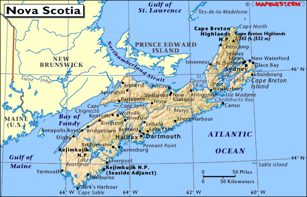 Nova Scotia Main Bodies Of Water 98