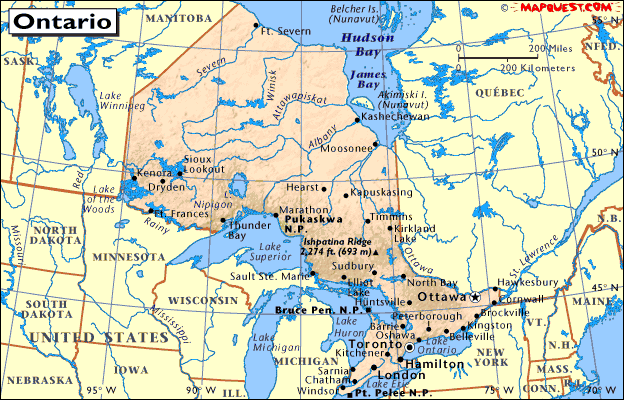 Map of Ontario 