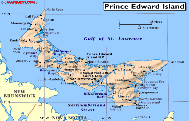 Canada Provincial Map Of Prince Edward Island Pei